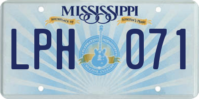 MS license plate LPH071