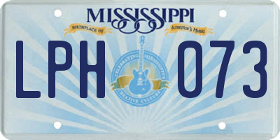 MS license plate LPH073