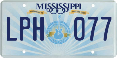 MS license plate LPH077