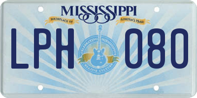 MS license plate LPH080