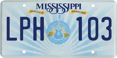 MS license plate LPH103