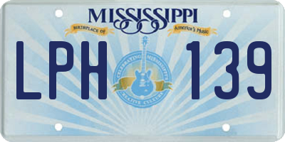 MS license plate LPH139