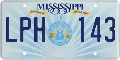 MS license plate LPH143