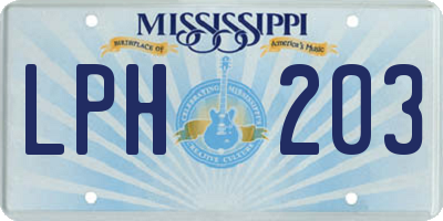 MS license plate LPH203