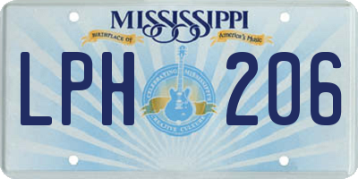 MS license plate LPH206