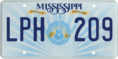 MS license plate LPH209
