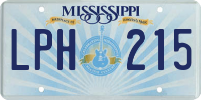 MS license plate LPH215