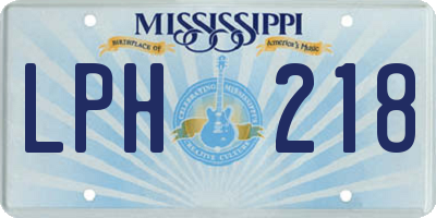 MS license plate LPH218