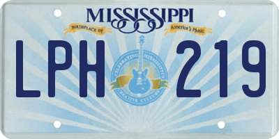 MS license plate LPH219