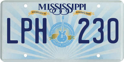 MS license plate LPH230