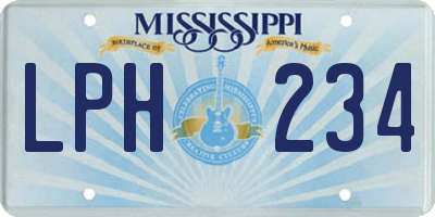 MS license plate LPH234