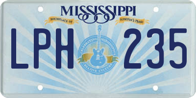 MS license plate LPH235