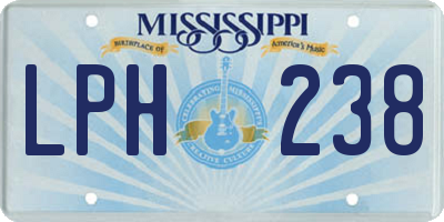 MS license plate LPH238