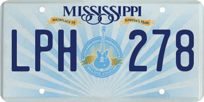 MS license plate LPH278