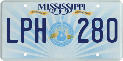 MS license plate LPH280