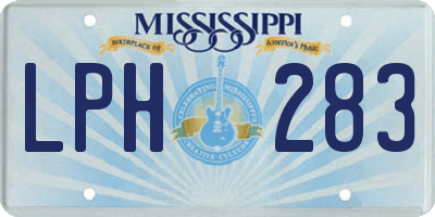 MS license plate LPH283