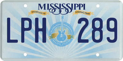 MS license plate LPH289