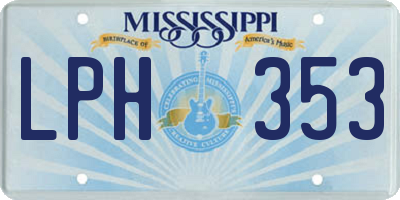 MS license plate LPH353