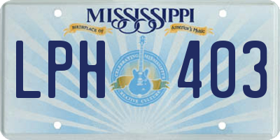 MS license plate LPH403
