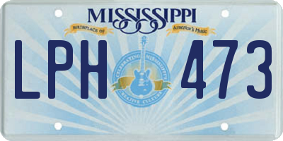MS license plate LPH473