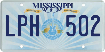 MS license plate LPH502