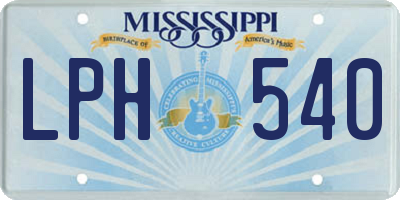 MS license plate LPH540