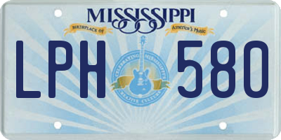 MS license plate LPH580