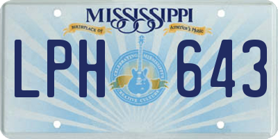 MS license plate LPH643