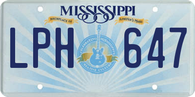 MS license plate LPH647