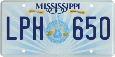 MS license plate LPH650