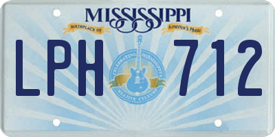 MS license plate LPH712