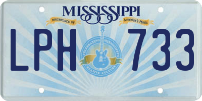 MS license plate LPH733