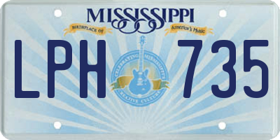 MS license plate LPH735