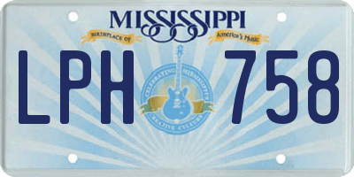 MS license plate LPH758