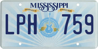 MS license plate LPH759