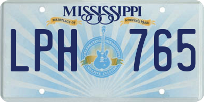 MS license plate LPH765