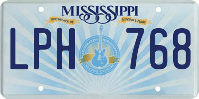 MS license plate LPH768