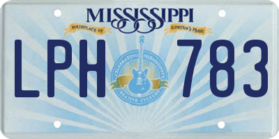 MS license plate LPH783