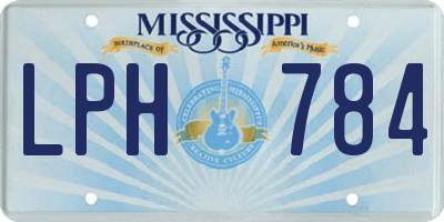 MS license plate LPH784