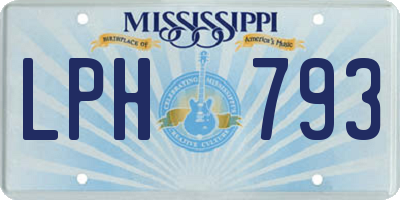 MS license plate LPH793