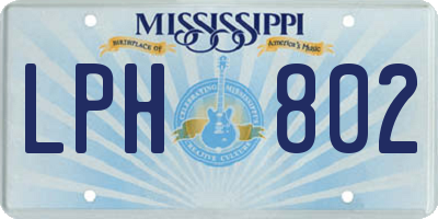 MS license plate LPH802