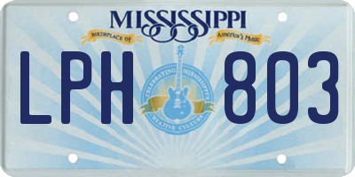 MS license plate LPH803