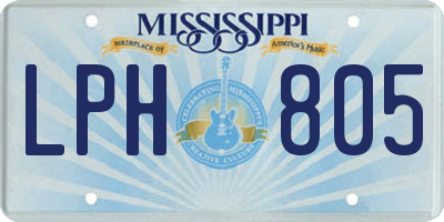 MS license plate LPH805