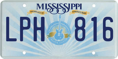 MS license plate LPH816
