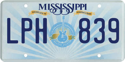 MS license plate LPH839