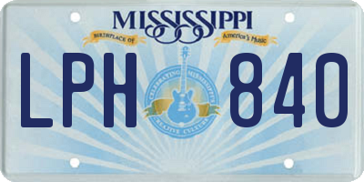 MS license plate LPH840