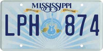 MS license plate LPH874