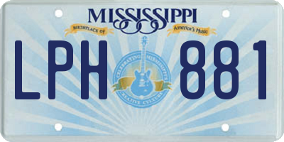 MS license plate LPH881