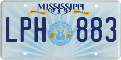 MS license plate LPH883