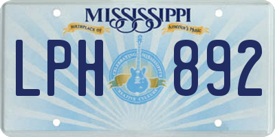 MS license plate LPH892